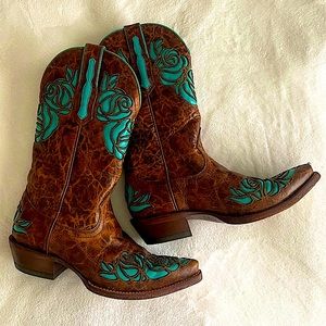 Fancy Teal Ariat Cowboy Boots Size 7